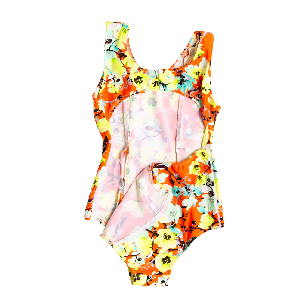 Adaptive girls red blossoms Gtube one piece